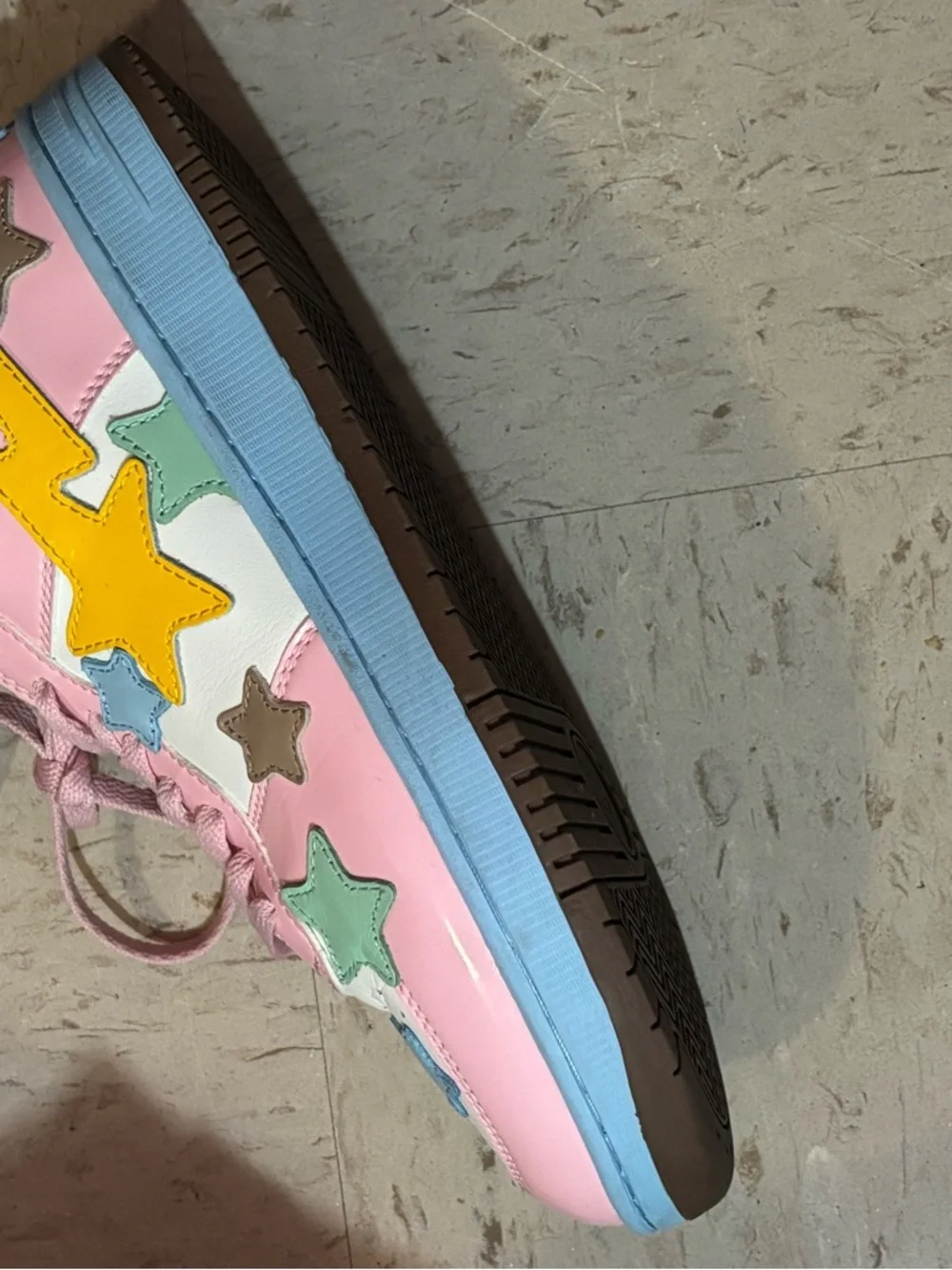 Girls/Men Pink Star Accent Sneakers with Pastel Multi Stars